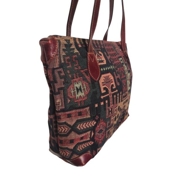 Vintage Yun Art Kilim Turkish Aztec Tapestry Top Handle Shoulder Handbag Purse - Picture 3 of 10